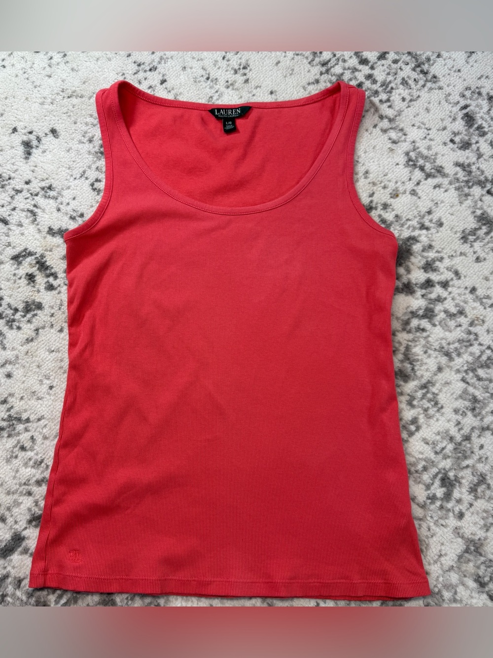 Women’s Ralph Lauren Ribbed Tank Top Coral Pink Sleeveless Size Large